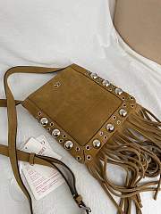 Valentino Garavani Nellcôte Small Shoulder Bag In Suede With Fringes Havana Beige - 20x20x3cm - 2