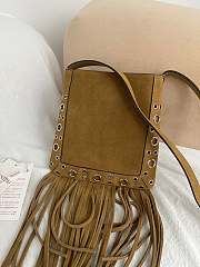 Valentino Garavani Nellcôte Small Shoulder Bag In Suede With Fringes Havana Beige - 20x20x3cm - 3
