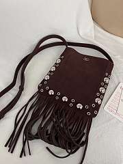 Valentino Garavani Nellcôte Small Shoulder Bag In Suede With Fringes Brown - 20x20x3cm - 1