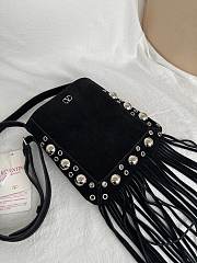 Valentino Garavani Nellcôte Small Shoulder Bag In Suede With Fringes Black - 20x20x3cm - 2