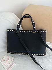 VLTN Rockstud Small Shopping Bag In Grainy Calfskin Black - 32x29x7cm - 3