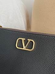 VLTN Mini Vlogo Signature Crossbody Bag In Grainy Calfskin Gray - 21.5x13x3cm - 4