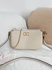 VLTN Mini Vlogo Signature Crossbody Bag In Grainy Calfskin Cream - 21.5x13x3cm - 1