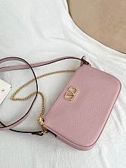 VLTN Mini Vlogo Signature Crossbody Bag In Grainy Calfskin Pink - 21.5x13x3cm - 5