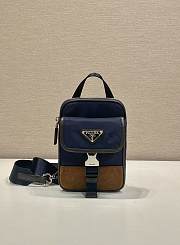 Prada Re-Nylon And Leather Smartphone Case Blue/Coffee 2ZH194 - 17x11.5x4.5cm - 5