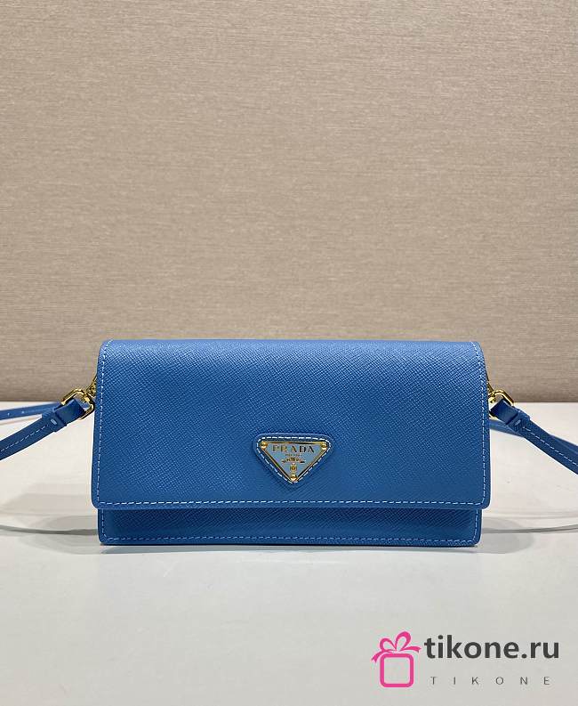 Prada Saffiano Leather Mini Bag Blue 1NF059 - 18x9.5x3cm - 1