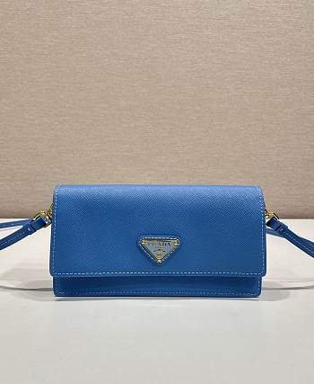 Prada Saffiano Leather Mini Bag Blue 1NF059 - 18x9.5x3cm