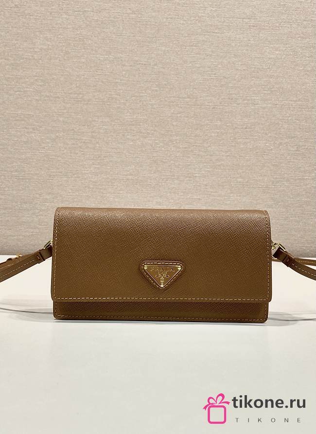 Prada Saffiano Leather Mini Bag Brown 1NF059 - 18x9.5x3cm - 1