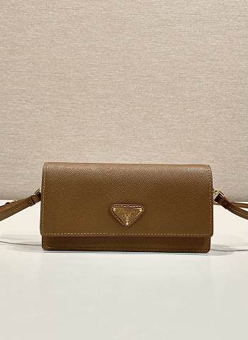 Prada Saffiano Leather Mini Bag Brown 1NF059 - 18x9.5x3cm