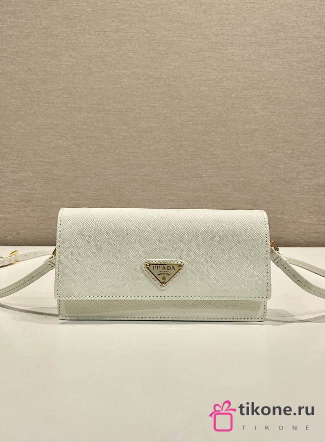 Prada Saffiano Leather Mini Bag White 1NF059 - 18x9.5x3cm - 1