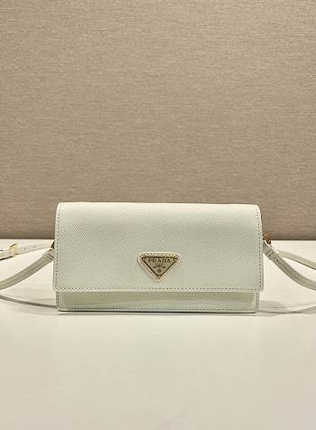 Prada Saffiano Leather Mini Bag White 1NF059 - 18x9.5x3cm
