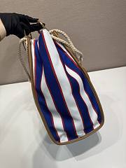 Prada Large Printed Canvas And Leather Tote Bag Royal Blue/Caramel 1BG561 - 35x25x17cm - 2