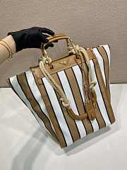 Prada Large Printed Canvas And Leather Tote Bag Camel/Caramel 1BG561 - 35x26x17cm - 5