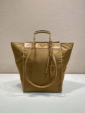 Prada Large Printed Canvas And Leather Tote Bag Caramel 1BG561 - 35x26x17cm