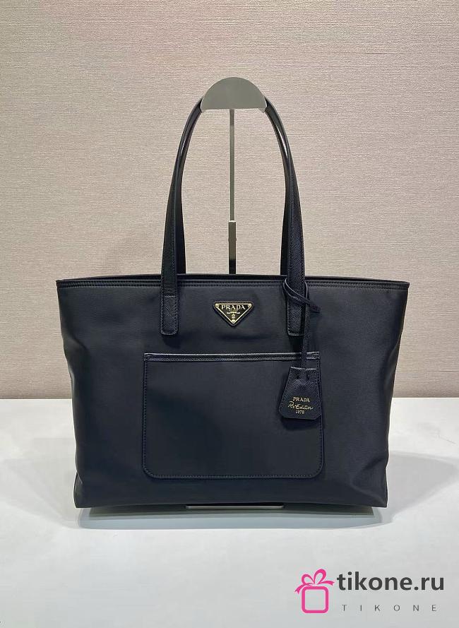 Prada Re-Edition 1978 Medium Re-Nylon And Saffiano Leather Tote Bag Black 1BG555 - 35x26x15cm - 1