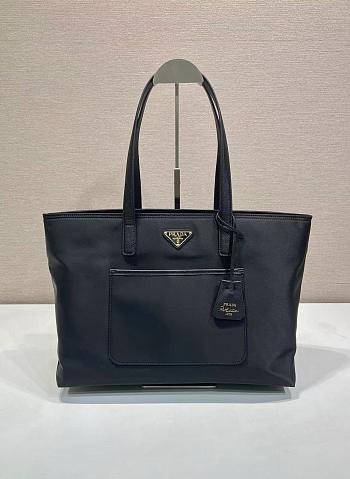 Prada Re-Edition 1978 Medium Re-Nylon And Saffiano Leather Tote Bag Black 1BG555 - 35x26x15cm