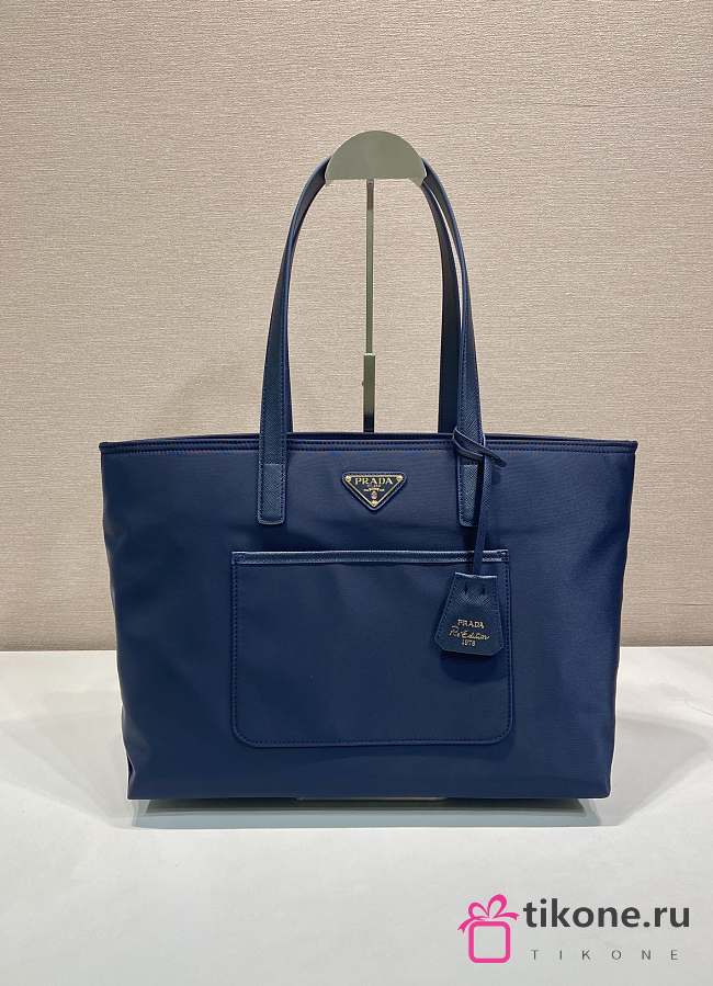 Prada Re-Edition 1978 Medium Re-Nylon And Saffiano Leather Tote Bag Blue 1BG555 - 35x26x15cm - 1
