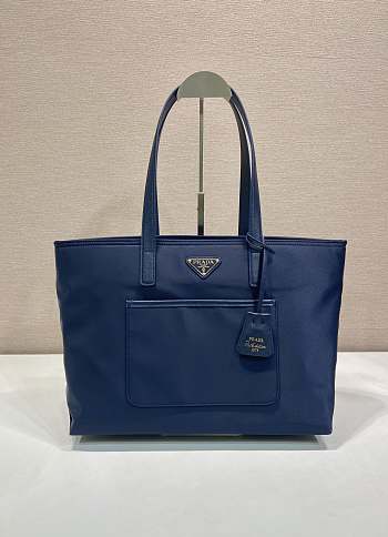 Prada Re-Edition 1978 Medium Re-Nylon And Saffiano Leather Tote Bag Blue 1BG555 - 35x26x15cm