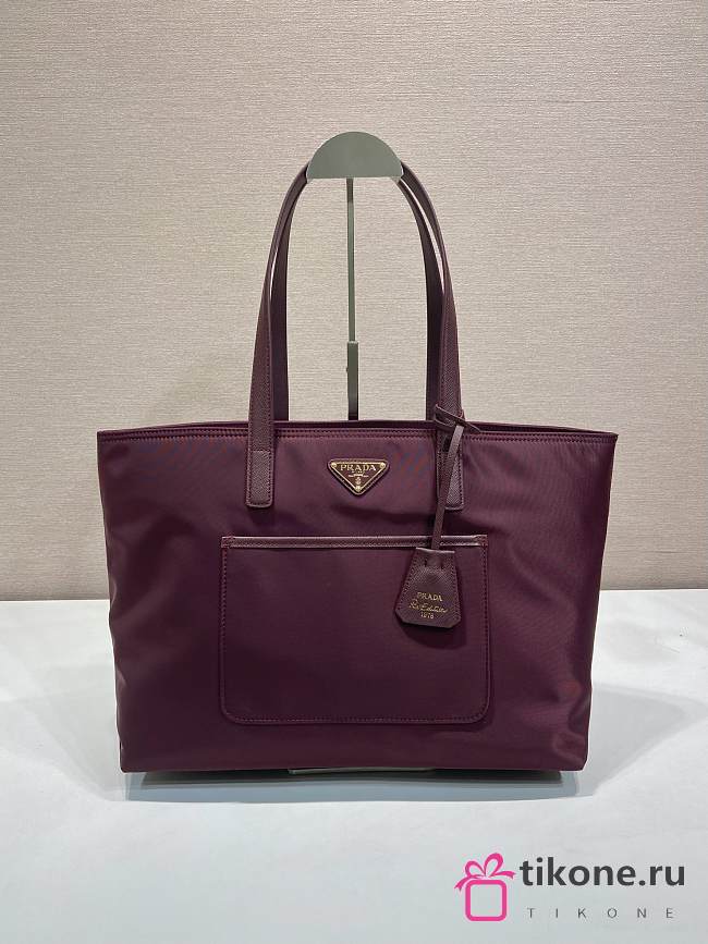 Prada Re-Edition 1978 Medium Re-Nylon And Saffiano Leather Tote Bag Burgundy 1BG555 - 35x26x15cm - 1