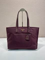 Prada Re-Edition 1978 Medium Re-Nylon And Saffiano Leather Tote Bag Burgundy 1BG555 - 35x26x15cm - 1