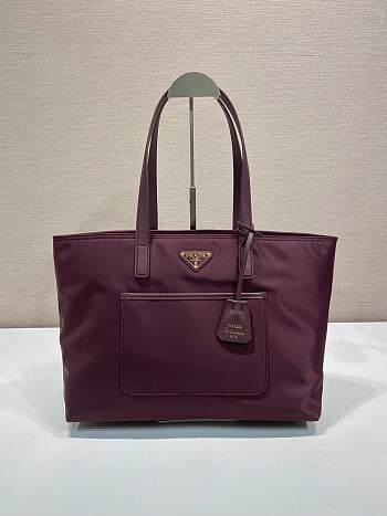 Prada Re-Edition 1978 Medium Re-Nylon And Saffiano Leather Tote Bag Burgundy 1BG555 - 35x26x15cm