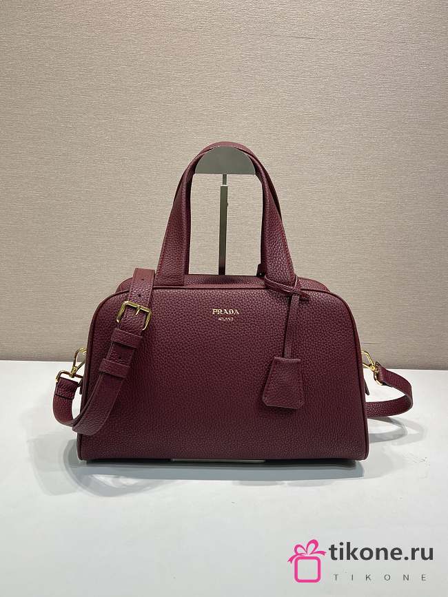 Prada Large Leather Top Handle Bag Red 1BB148 - 33x22x14cm - 1