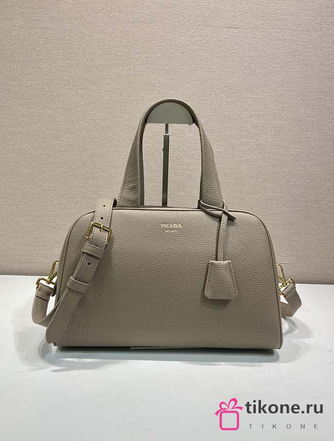 Prada Large Leather Top Handle Bag Clay Grey 1BB148 - 33x22x14cm - 1