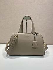 Prada Large Leather Top Handle Bag Clay Grey 1BB148 - 33x22x14cm - 1