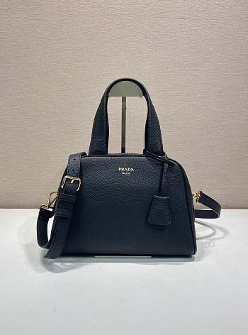 Prada Medium Leather Top Handle Bag Black 1BB149 - 28x20x13cm