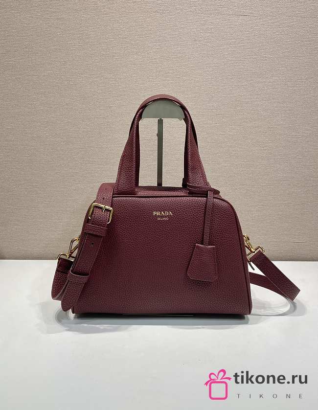 Prada Medium Leather Top Handle Bag Red 1BB149 - 28x20x13cm - 1