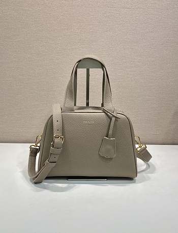 Prada Medium Leather Top Handle Bag Clay Grey 1BB149 - 28x20x13cm