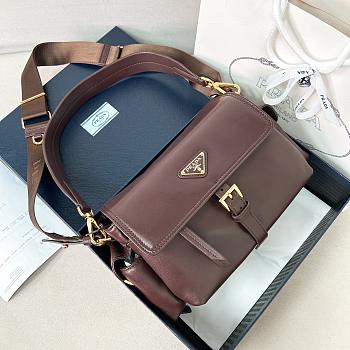 Prada Explore Medium Nappa Leather Shoulder Bag With Flap Sienna 1BD394 - 30x14x10cm