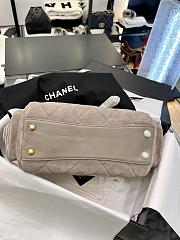 Chanel Small Bowling Bag Suede & Gold Metal Gray - 24x15.5x11.5cm - 2