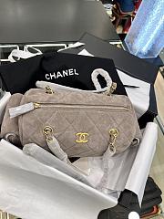 Chanel Small Bowling Bag Suede & Gold Metal Gray - 24x15.5x11.5cm - 3