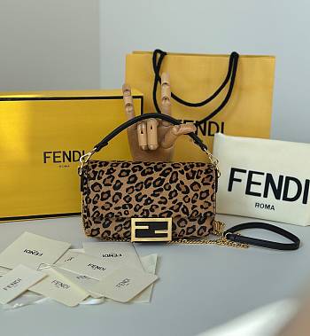 Fendi Baguette Mini Printed Cavallino Calfskin Bag - 20x13x5cm