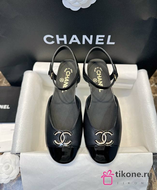 Chanel Slingbacks Calfskin & Patent Calfskin Black - 1