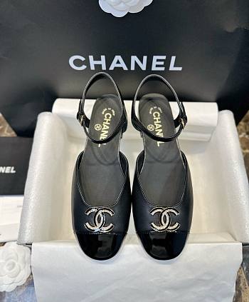 Chanel Slingbacks Calfskin & Patent Calfskin Black