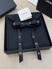 Chanel Bow Barrette Mixed Fibers Silk Satin & Strass Black & Crystal - 1