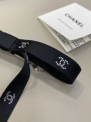 Chanel Bow Barrette Mixed Fibers Silk Satin & Strass Black & Crystal - 6
