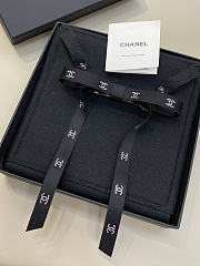 Chanel Bow Barrette Mixed Fibers Silk Satin & Strass Black & Crystal - 2