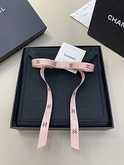Chanel Bow Barrette Mixed Fibers Silk Satin & Strass Pink & Black - 2
