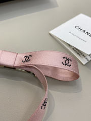 Chanel Bow Barrette Mixed Fibers Silk Satin & Strass Pink & Black - 5
