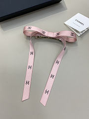 Chanel Bow Barrette Mixed Fibers Silk Satin & Strass Pink & Black - 6