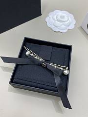 Chanel Bow Hair Clips Faux Pearl Metal & Satin Pearl White Gold & Black - 1
