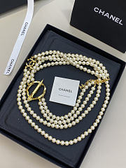 Chanel Long Necklace Metal & Imitation Pearls Gold Pearly White - 4