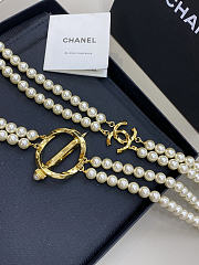 Chanel Long Necklace Metal & Imitation Pearls Gold Pearly White - 2