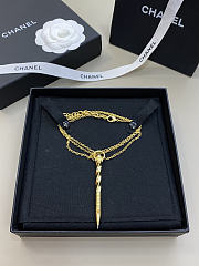 Chanel Necklace Gold with Twisted Engraved Pen Pendant - 1