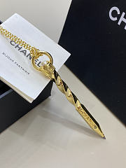 Chanel Necklace Gold with Twisted Engraved Pen Pendant - 6