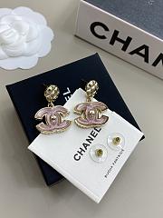 Chanel Pendant Earrings Metal & Resin Gold & Pearly Pink - 1