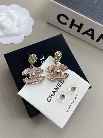 Chanel Pendant Earrings Metal & Resin Gold & Pearly Pink